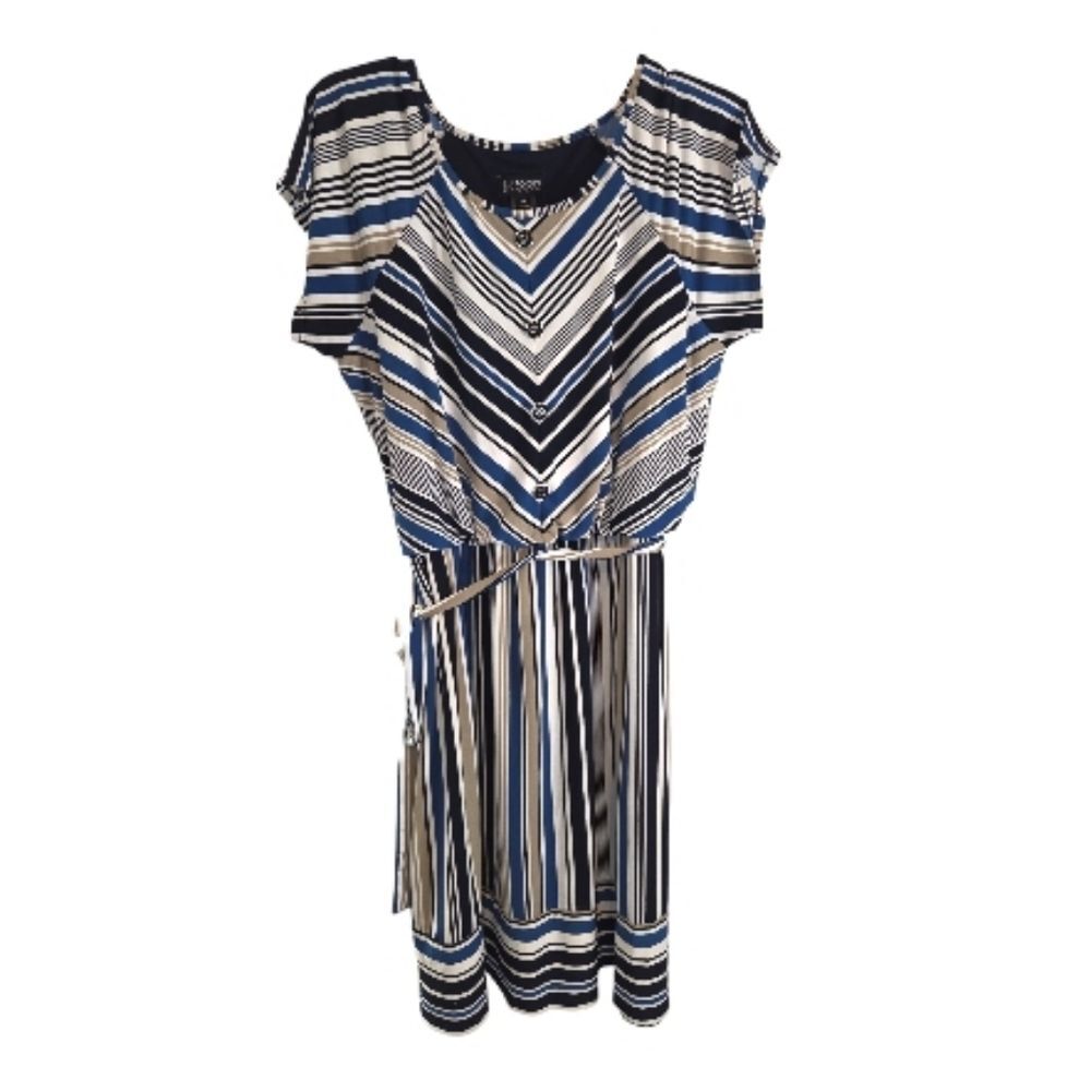 Enfocus Stdio Striped Stretch Tie Waist Dress